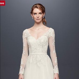 David’s Bridal Long Sleeve low back gown - NWT